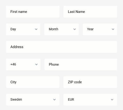 create account form at rantcasino